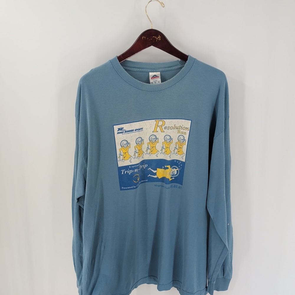 Vtg Thrashed Alstyle Apparel & Activewear Resolution Run Trip-N-Drip T-Shirt XL‎